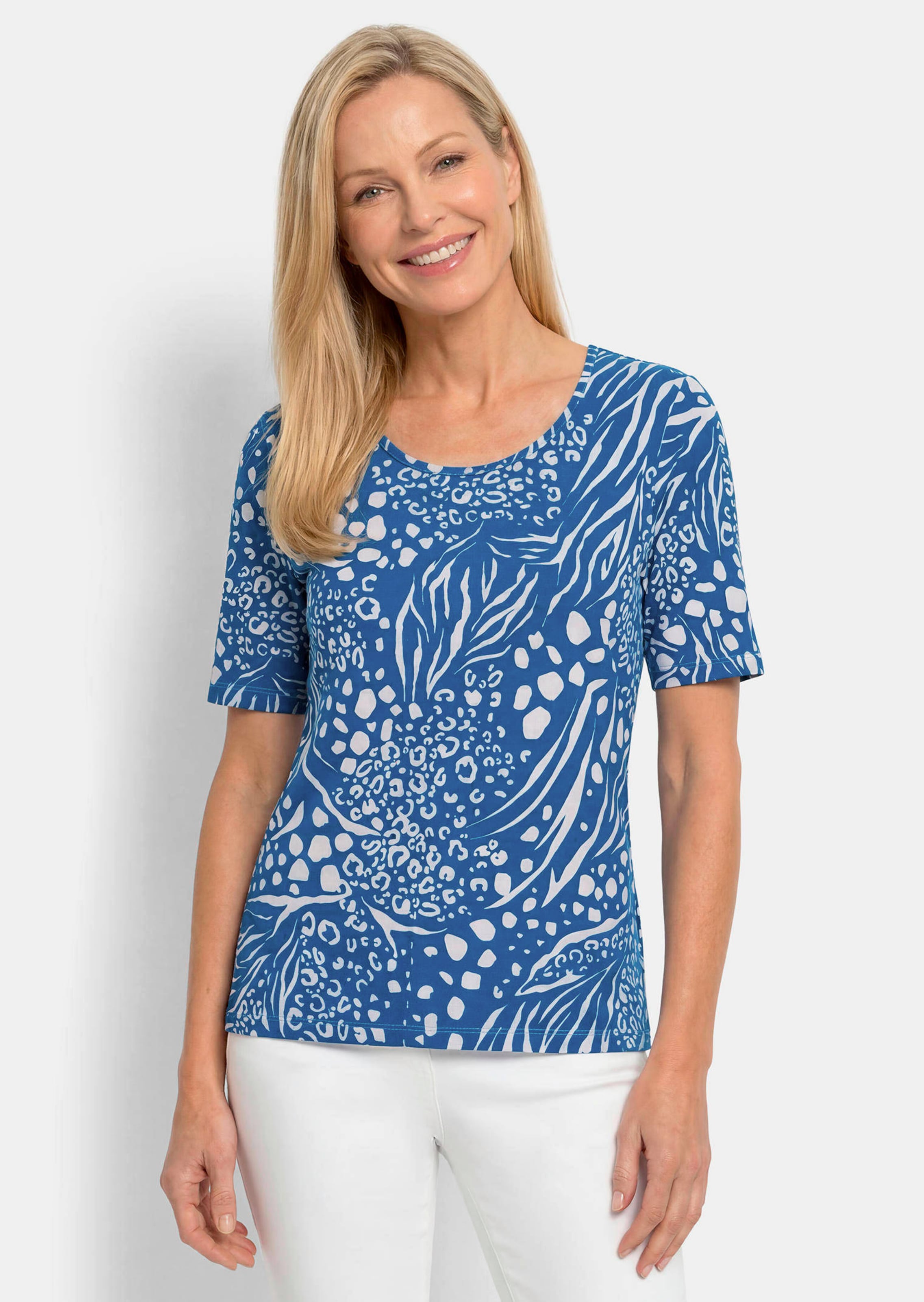 Shirt van viscose met modieuze animalprint