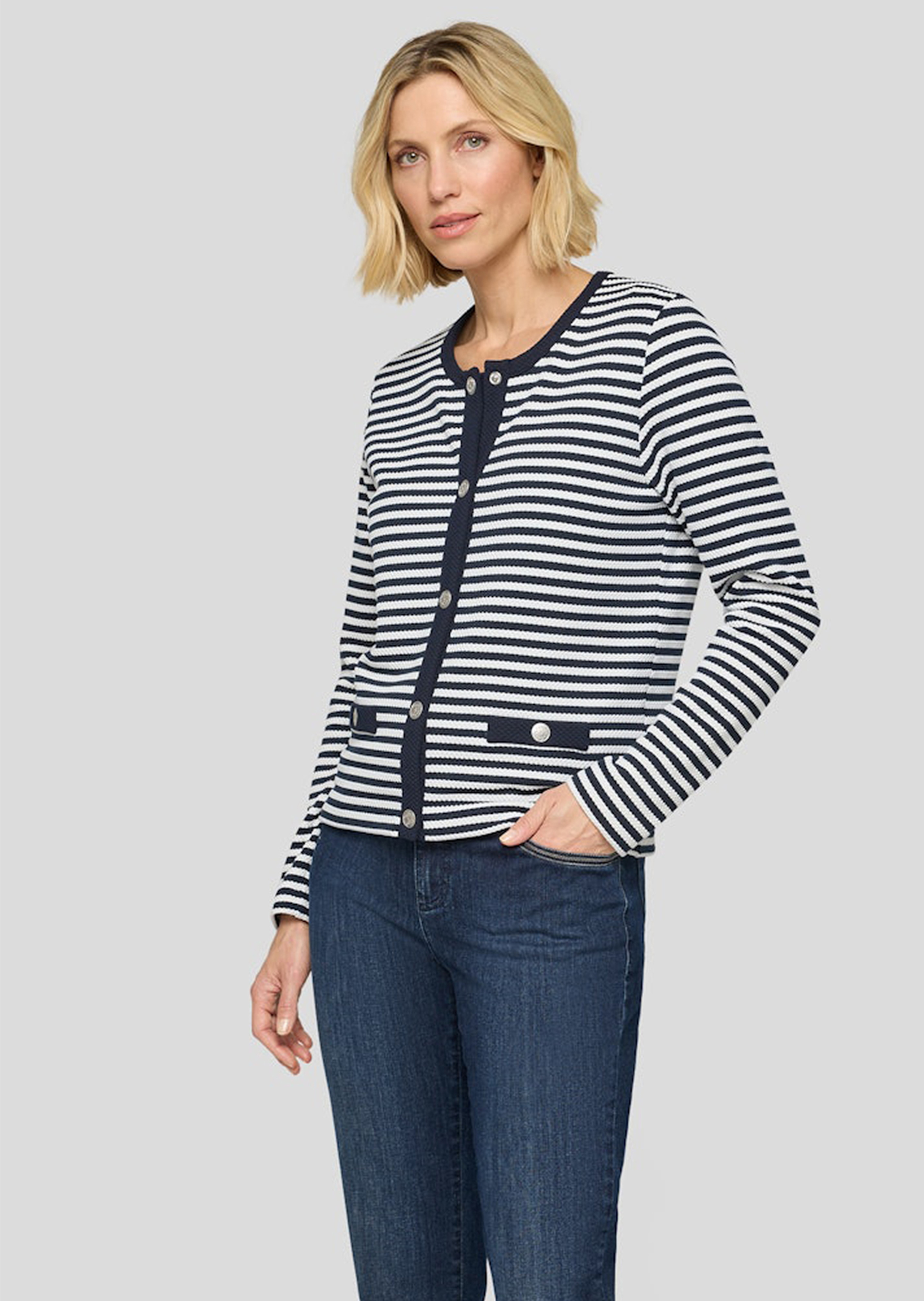Shirtjacke aus Jersey mit Druckknöpfen