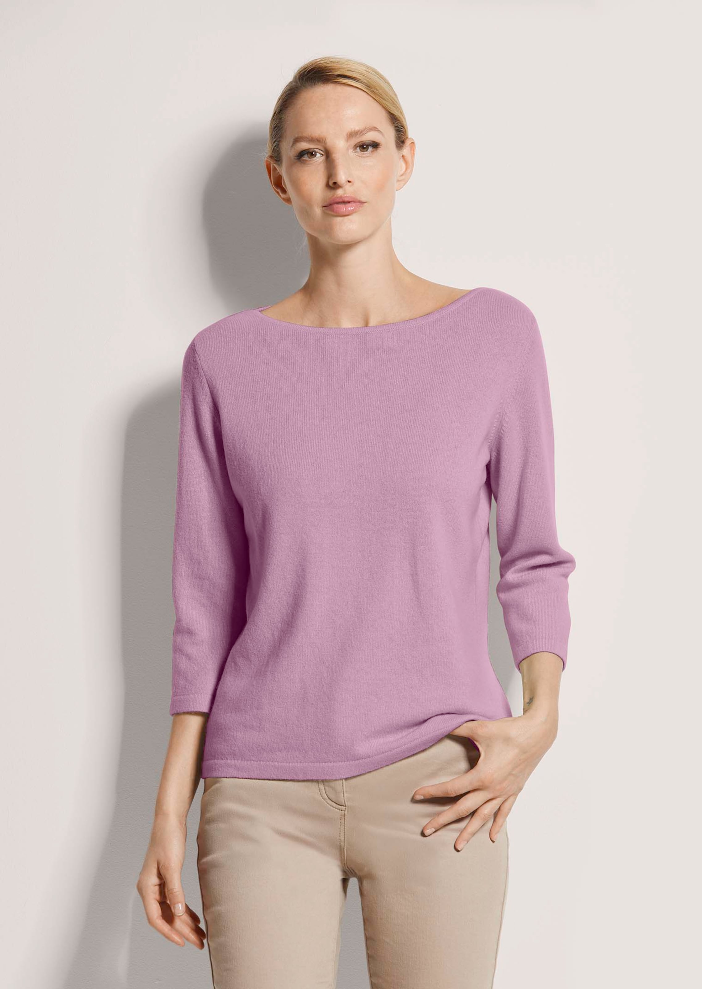 Kaschmirpullover mit U-Boot-Ausschnitt