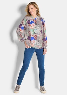 Bluse mit Stehkragen aus Viskose-Satin thumbnail 2