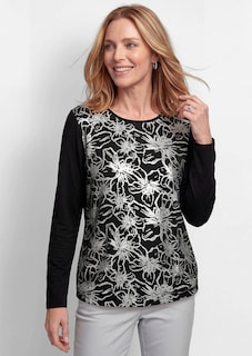 Blusenshirt mit Blumenmuster und Folienprint thumbnail 1