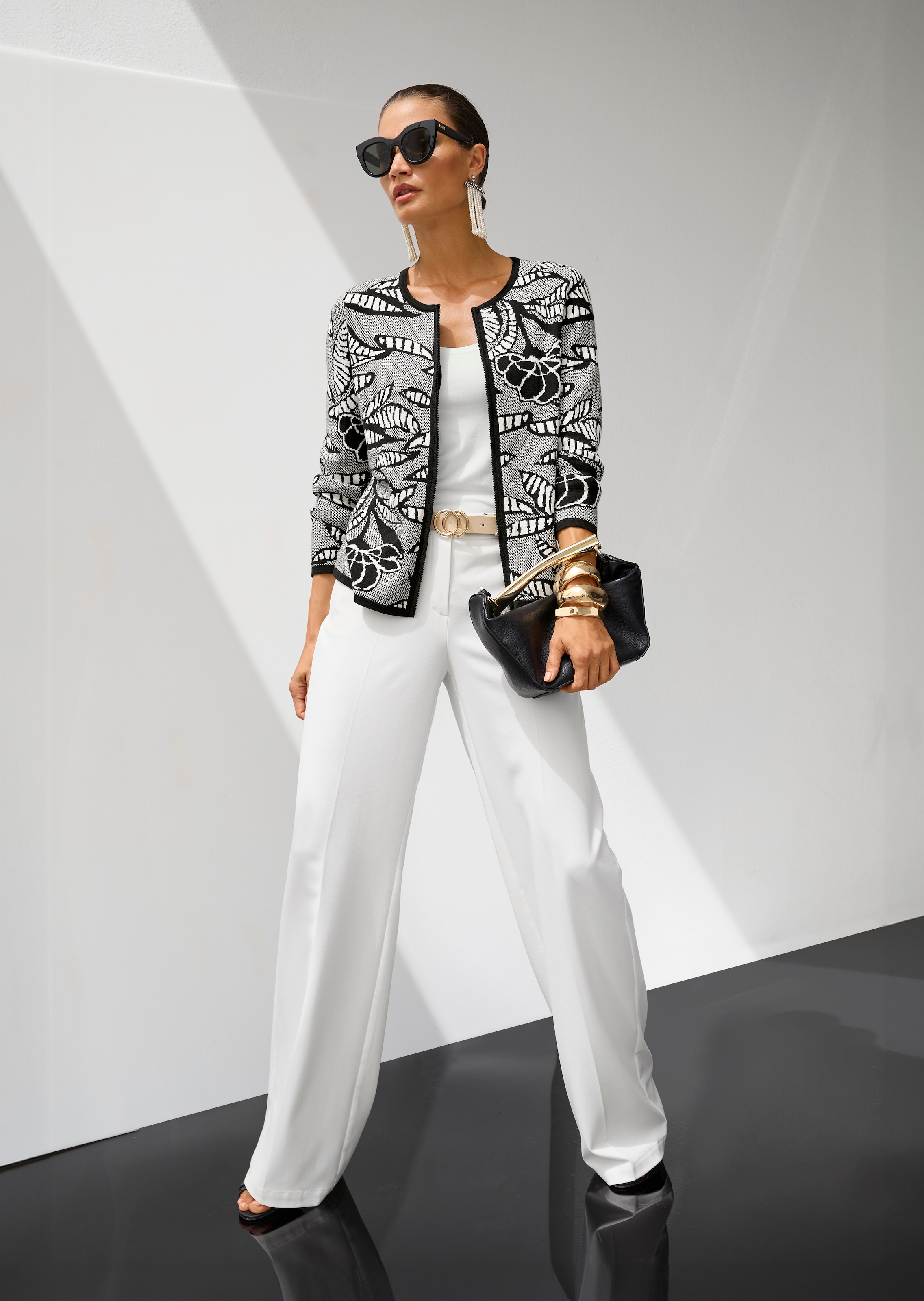 Jacquard knitted blazer with zip
