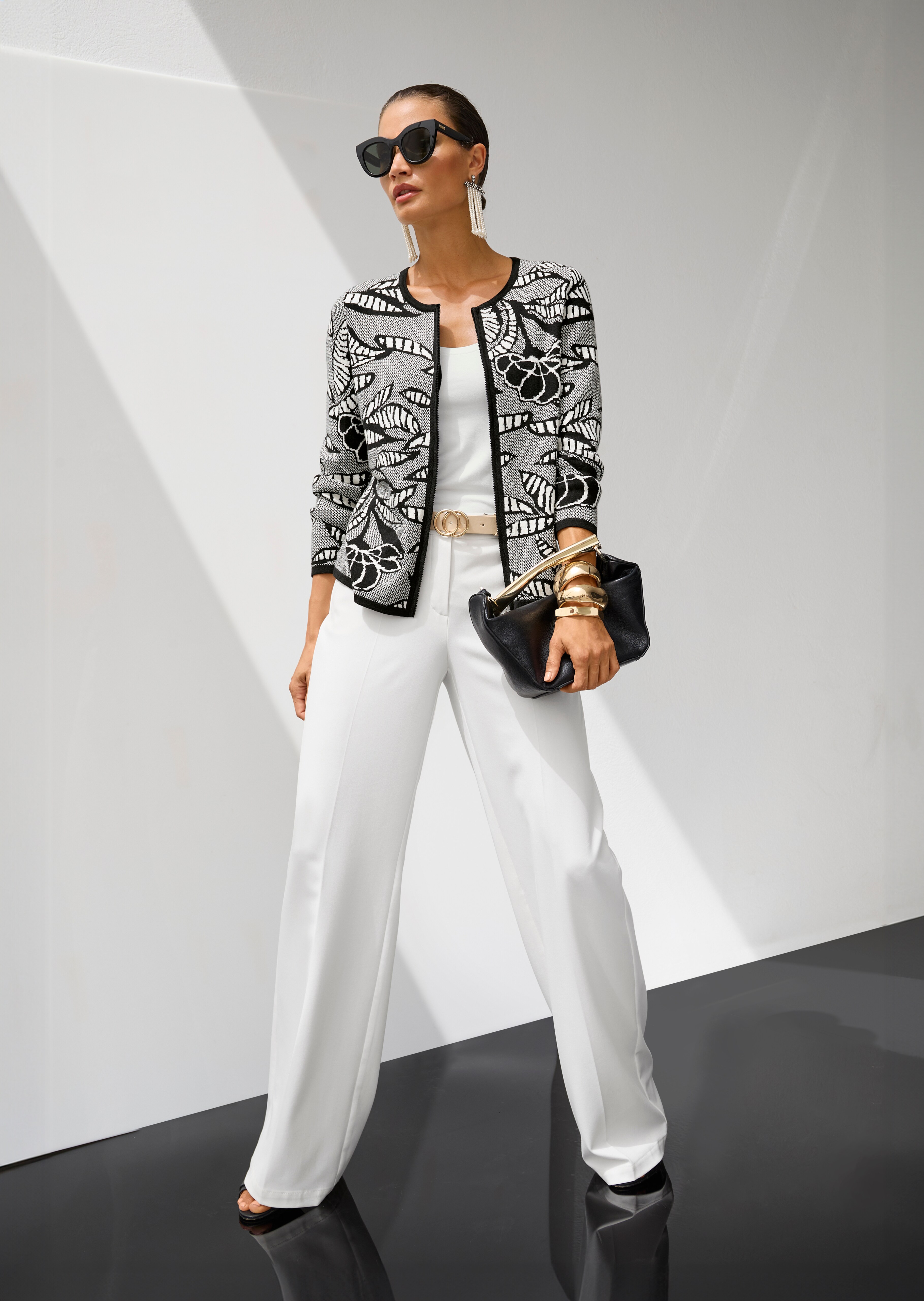 Jacquard-Strickblazer mit Reissverschluss