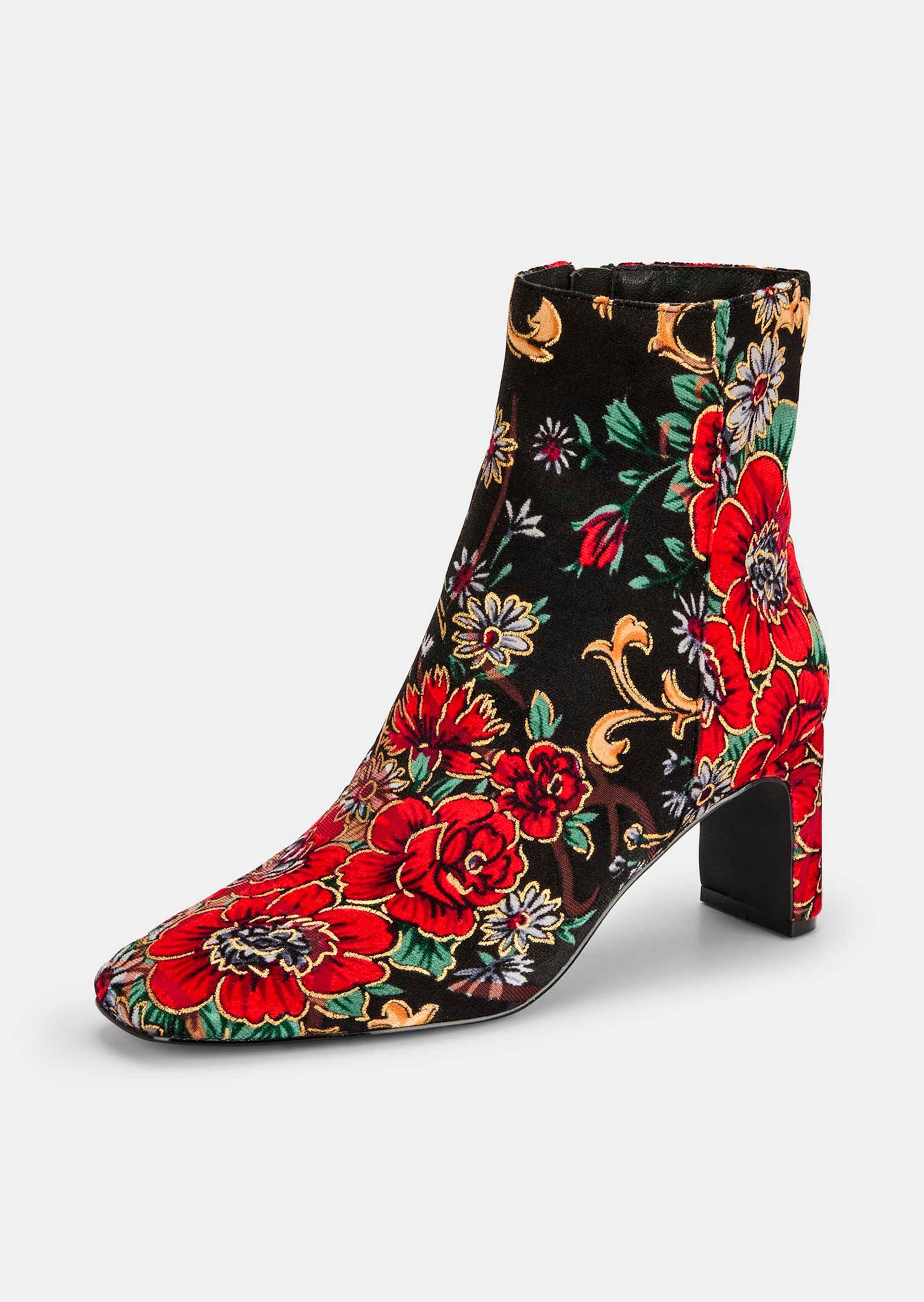 Stiefeletten aus Samt mit Blumenmuster