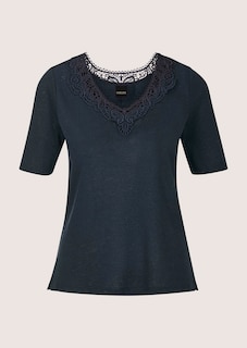 Short-sleeve linen top with lace thumbnail 7