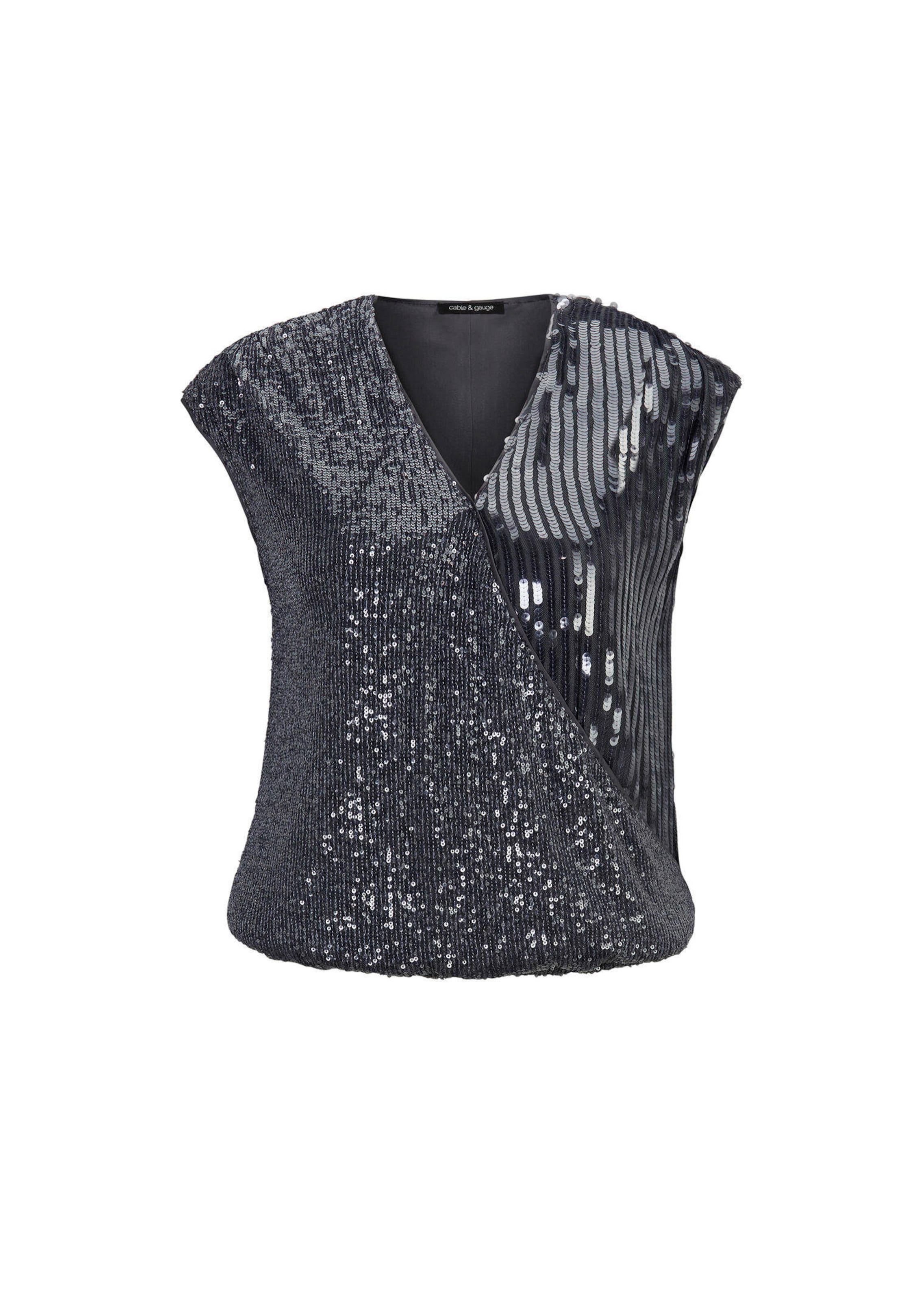 Elegantes Paillettenshirt in Wickeloptik