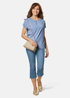 Comfortabel shirt met ronde hals van glanzend materiaal thumbnail 2