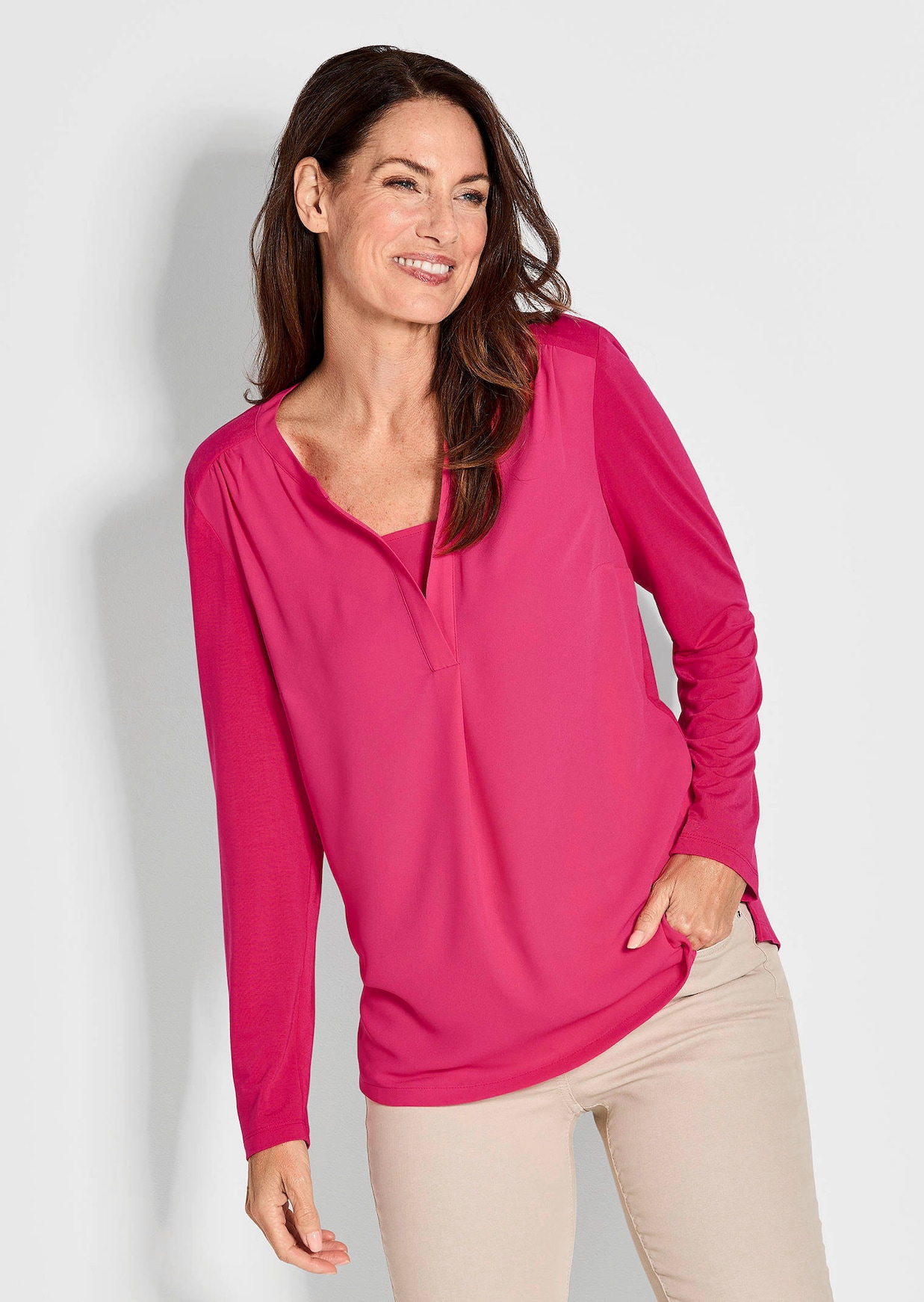 Élégante blouse en jersey et mousseline