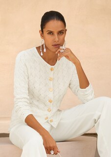 Blazer en maille de coton à motif structuré thumbnail 1