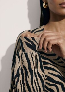 Kaschmir-Strickjacke mit Zebramuster thumbnail 6