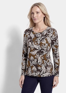 T-shirt à motif cachemire en matière stretch facile d’entretien thumbnail 1