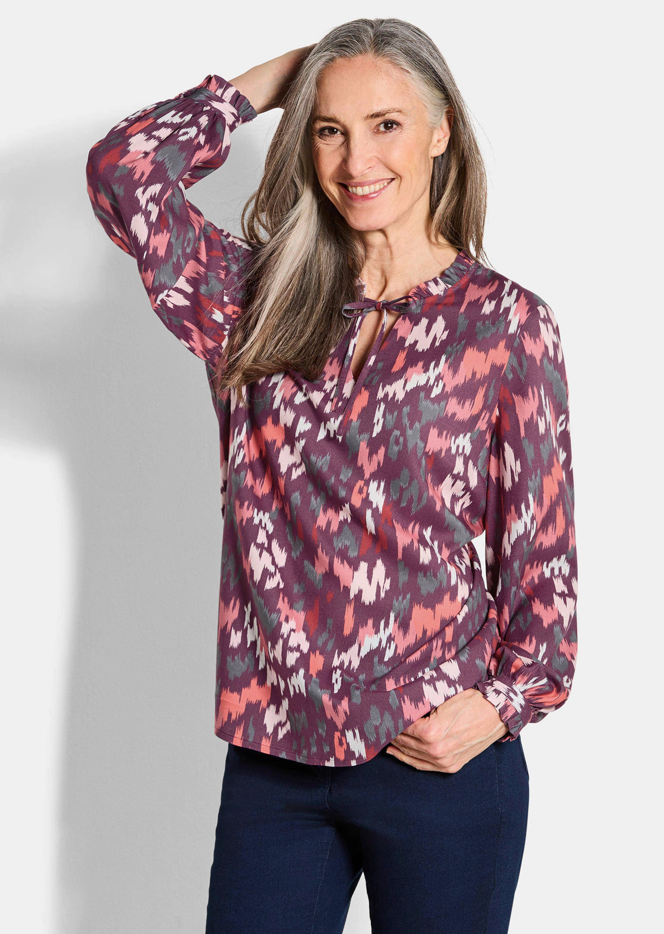 Blouse van viscose, met ruches