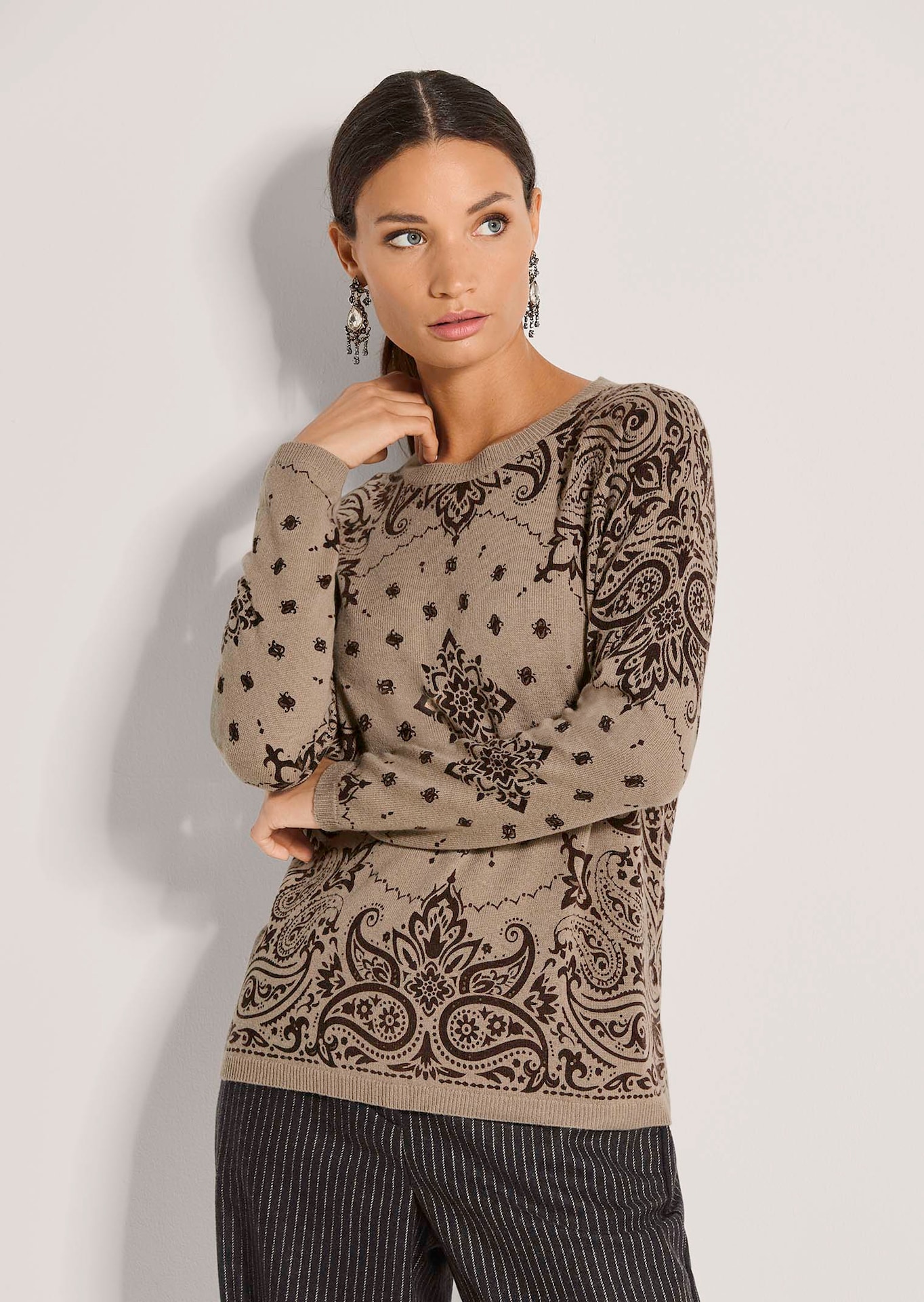 Kaschmir-Pullover mit Paisley-Muster