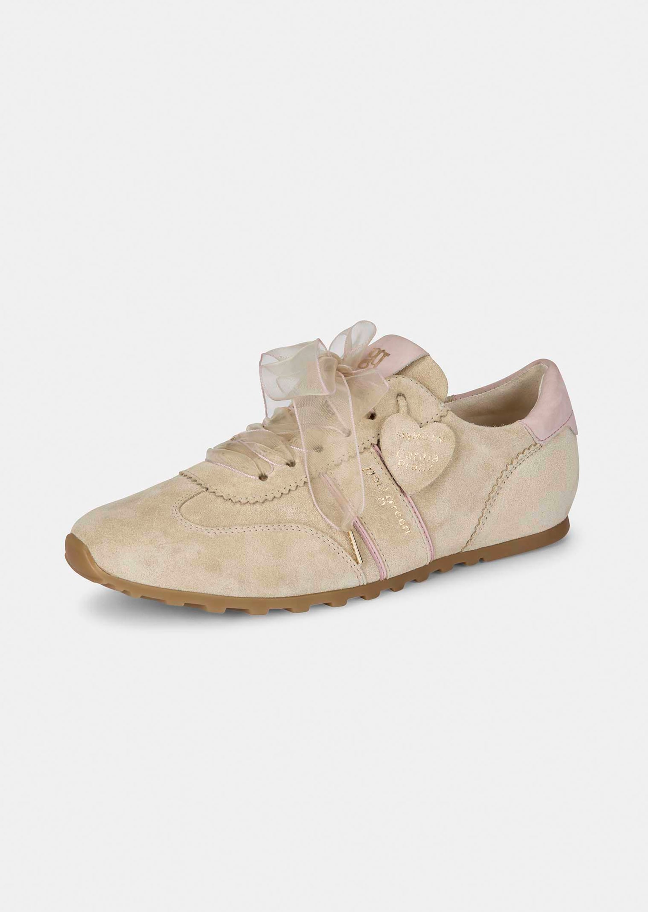 Sneaker aus Veloursleder mit breiten Schnürsenkeln