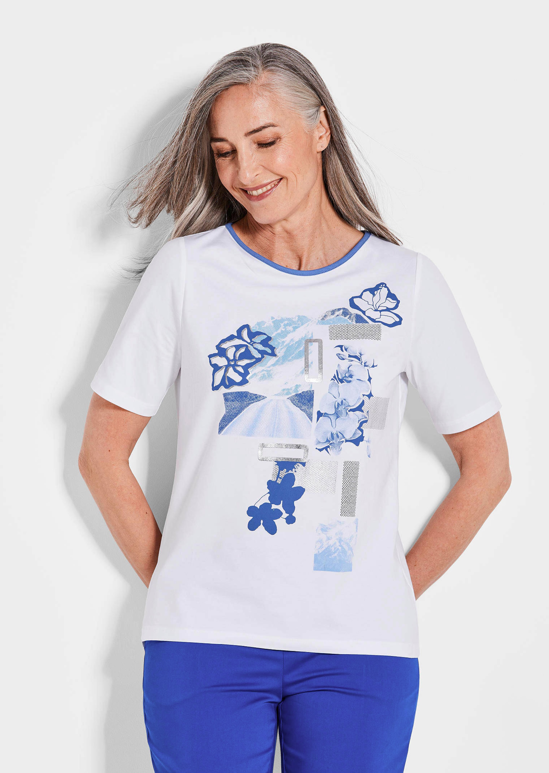 Printshirt mit Glanzdetails