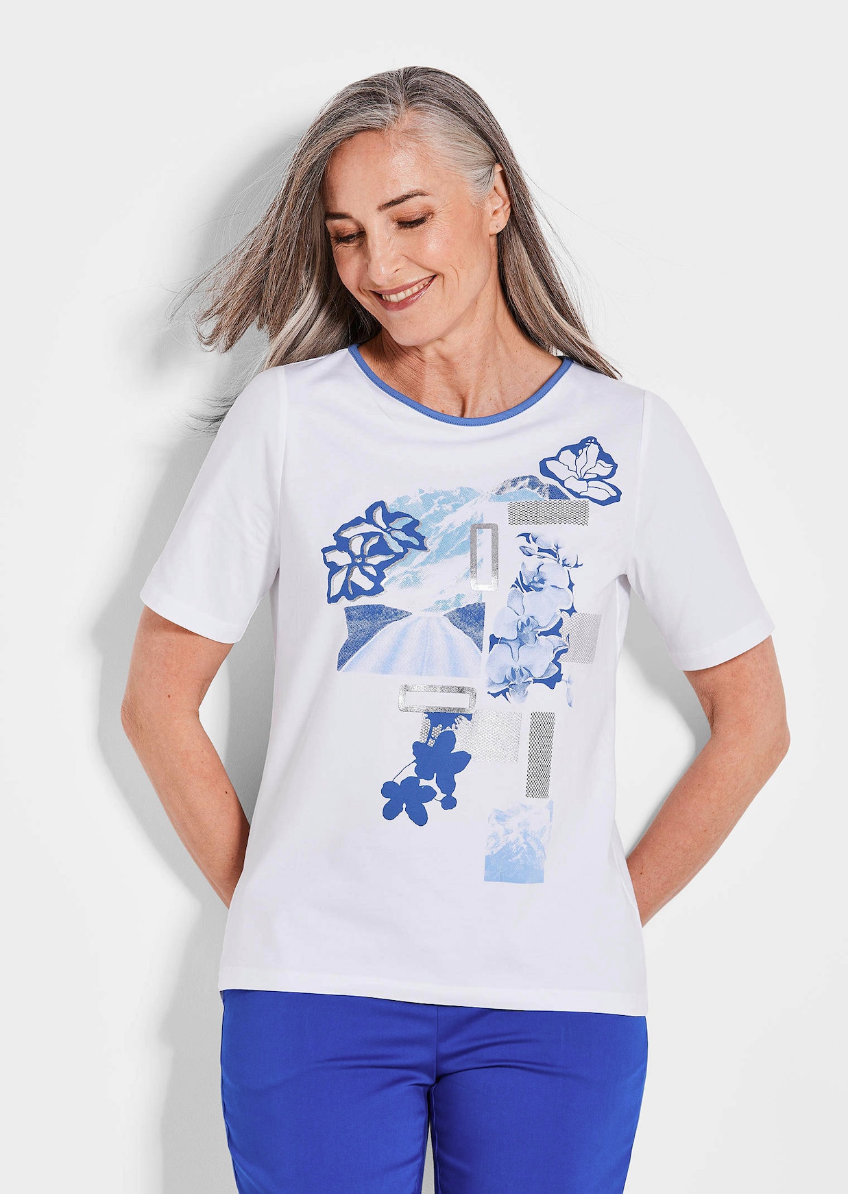 Printshirt mit Glanzdetails
