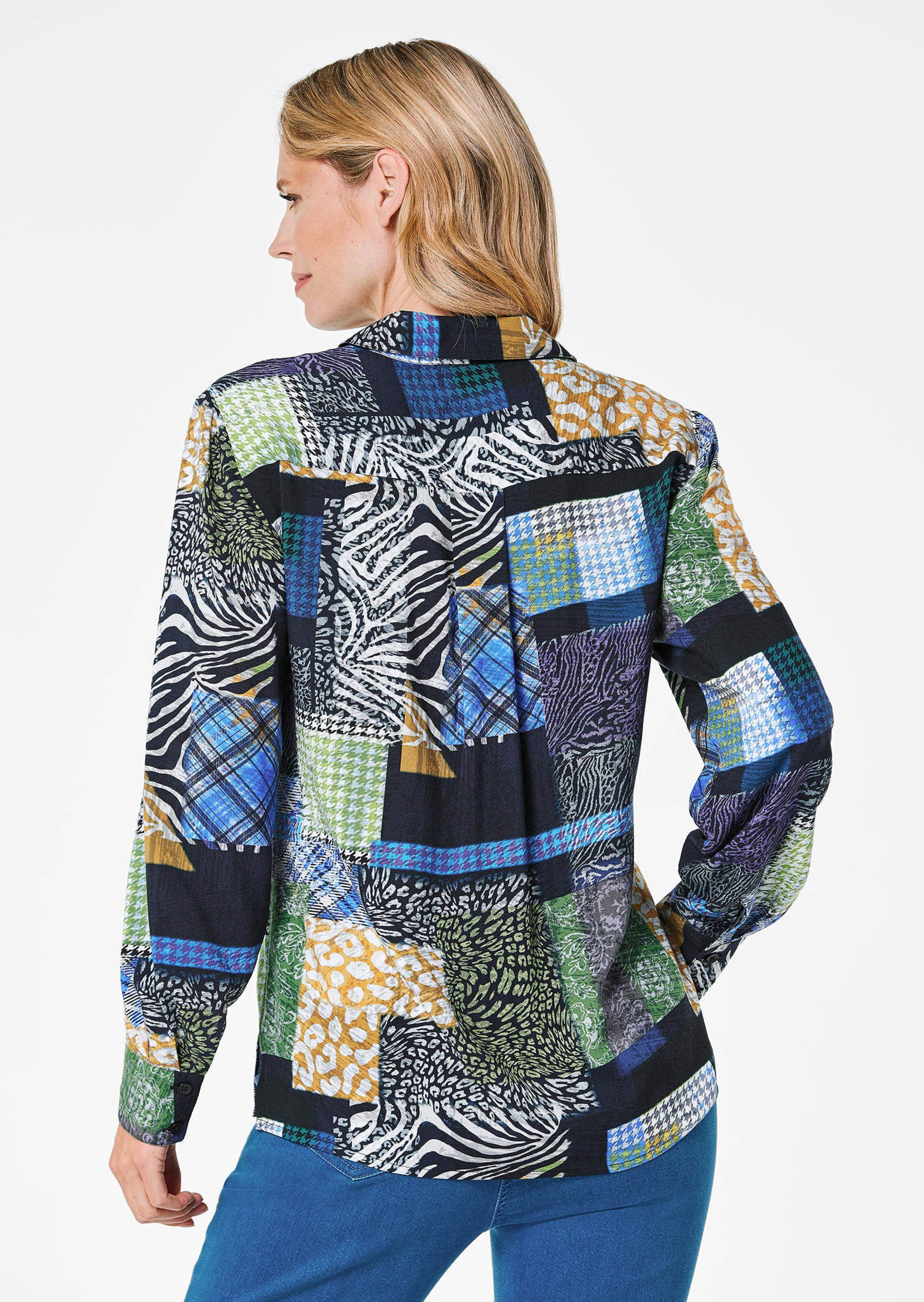 Gedessineerde blouse met patchpatroon thumbnail 3