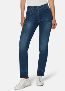 Schlanke Stretch-Jeans mit glanzvollen Nieten thumbnail 2