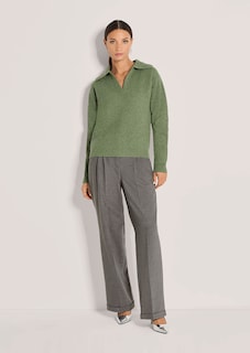 Schimmernder Pullover mit Polo-Kragen thumbnail 3
