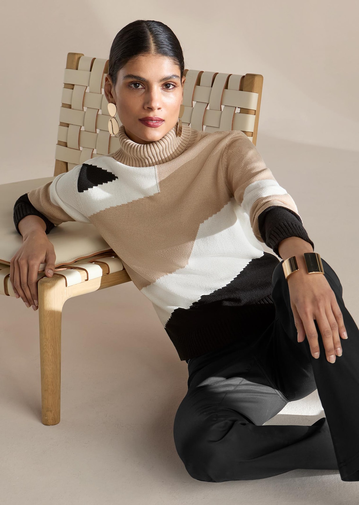 Rollkragen-Pullover mit geometrischem Muster