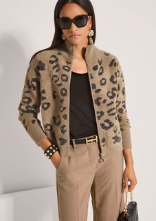 Jacquard-Strickblouson mit Leopardenmuster thumbnail 5