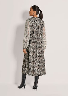 Kleid mit Schlangen-Print und Spitzen-Ärmeln thumbnail 4