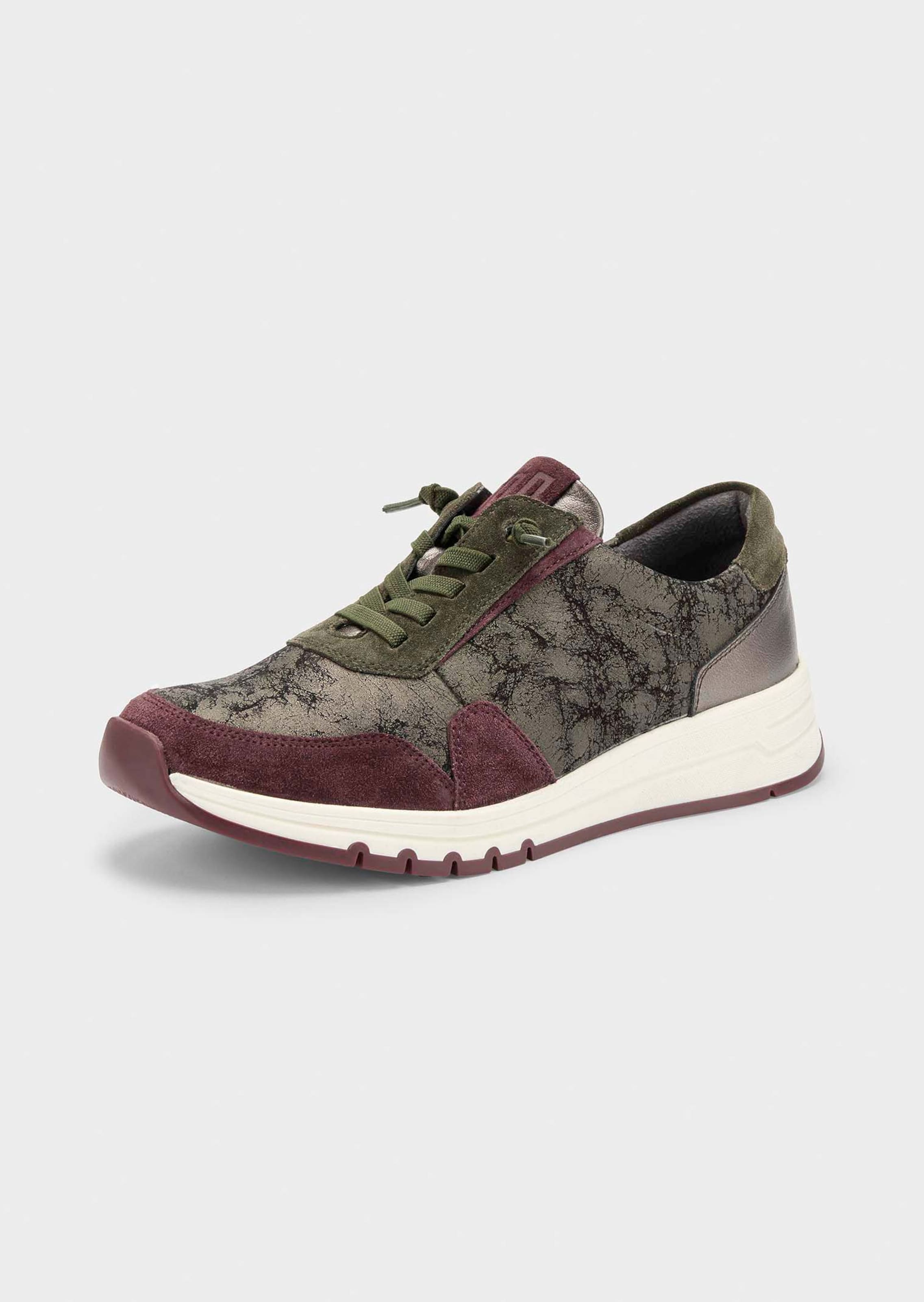 Sneakers van leer met folieprint