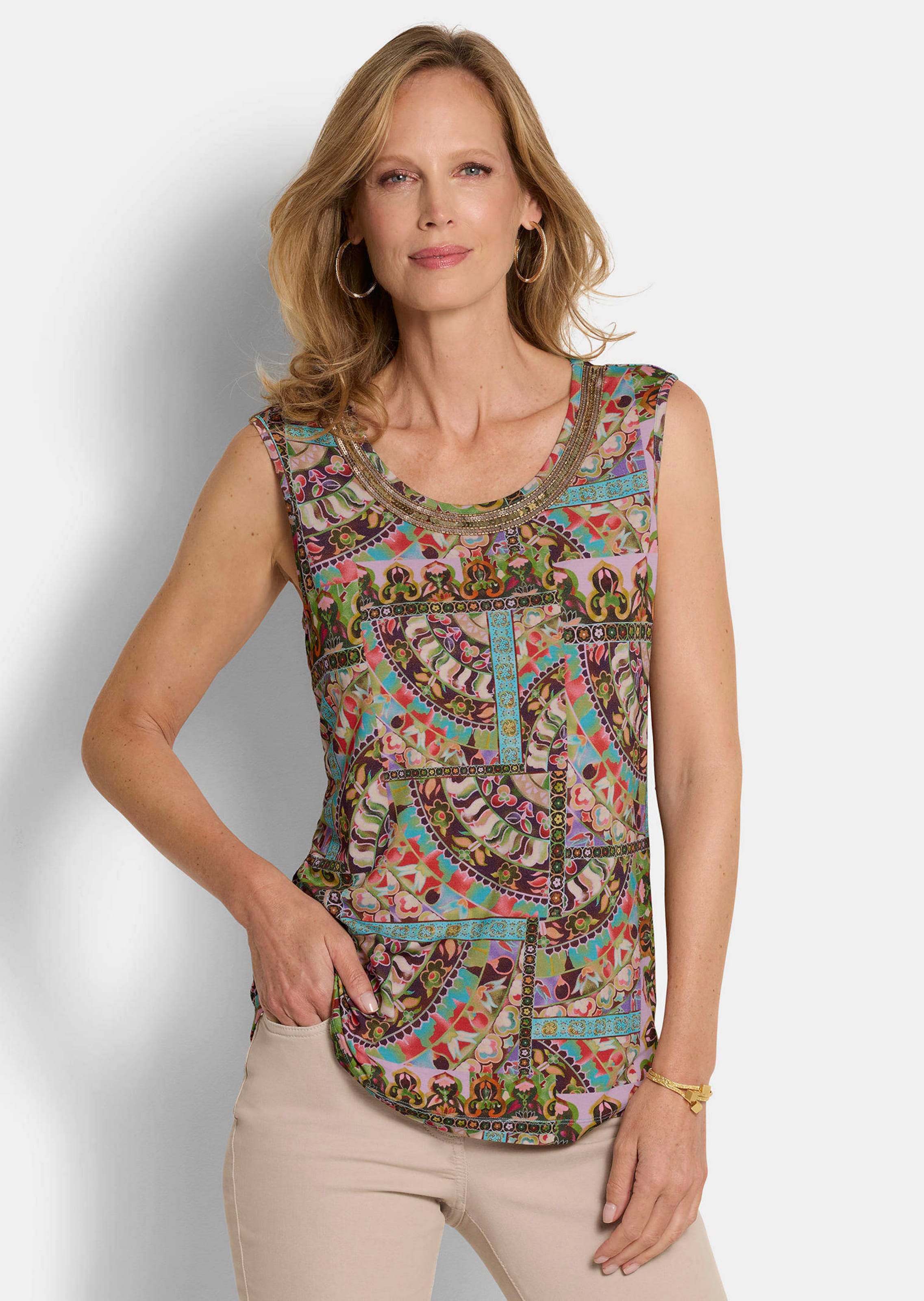 Jersey topje met pailletten