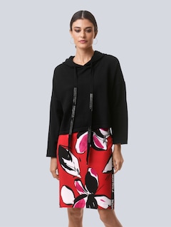 Rok met bloemenprint en zijstreep thumbnail 2