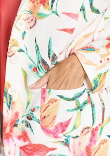 Gebloemde blazer van wafeljersey thumbnail 5