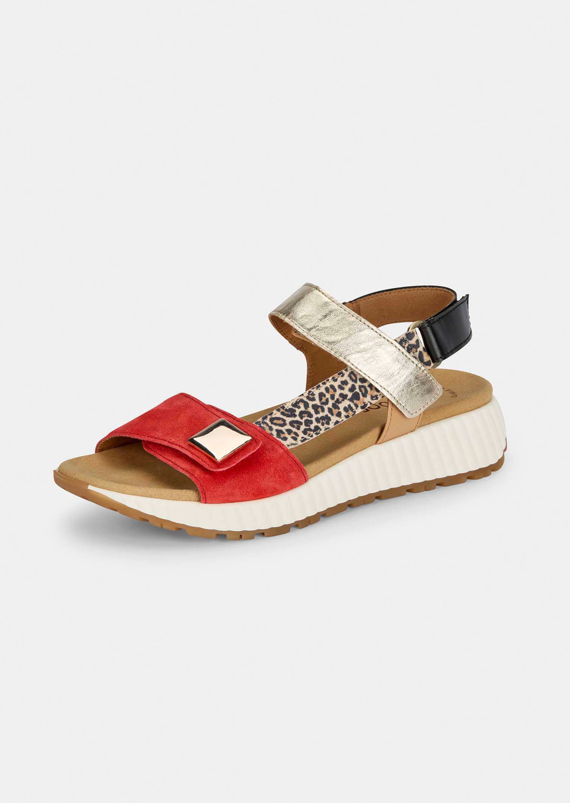 Sandalen in reptielenlook met metallic glans