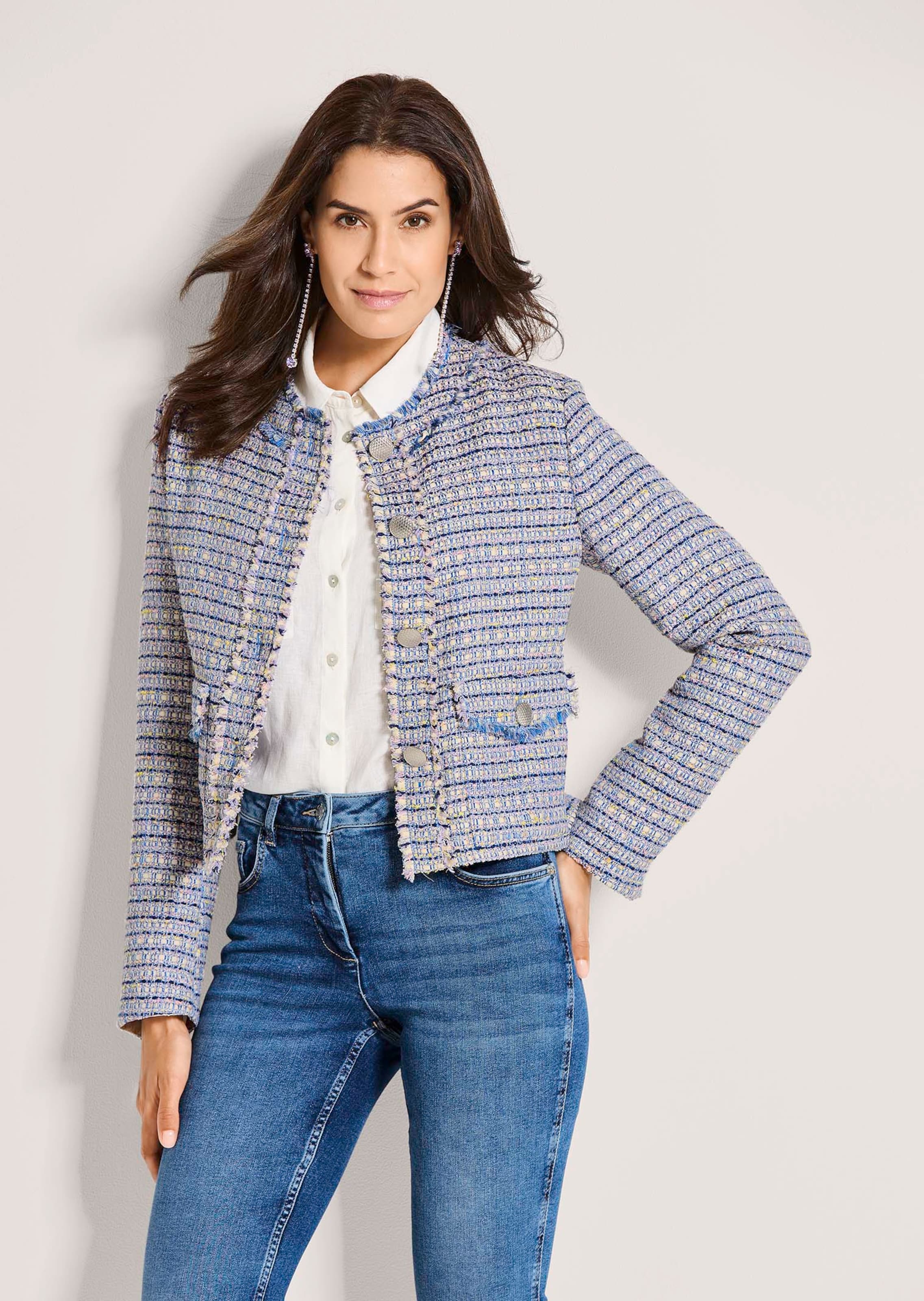 Tweed blazer with fringes
