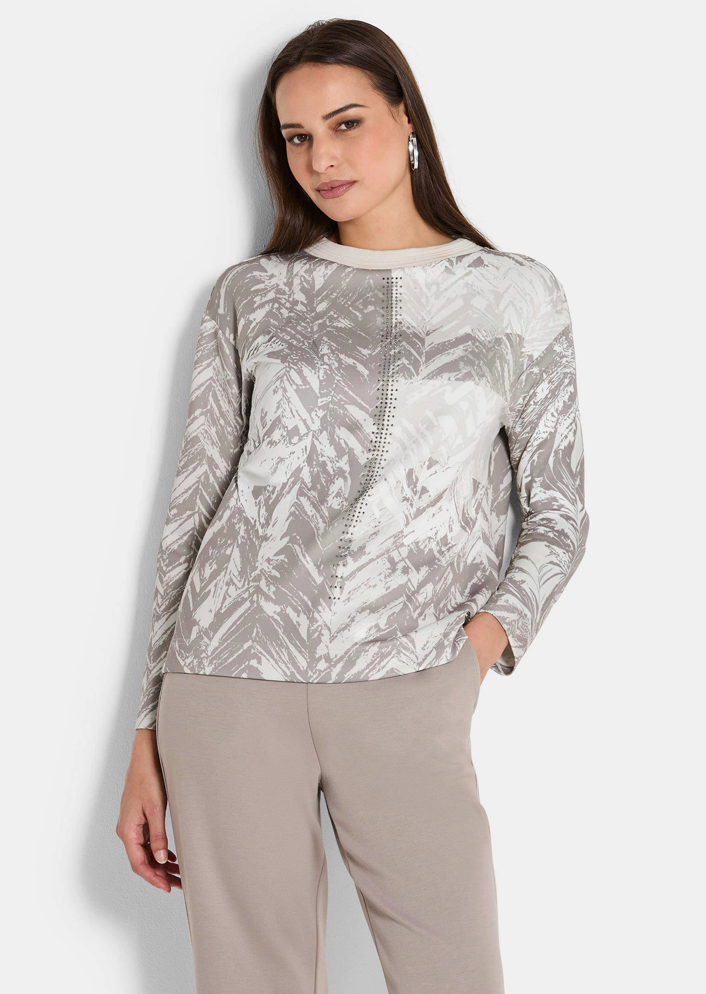Sweatshirt mit Stehkragen und Allover-Print
