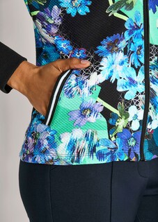 Bedruckte Sweat-Jacke mit Stehkragen und Zipper thumbnail 6