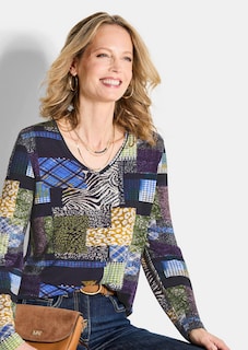 T-shirt en jersey avec imprimé patchwork thumbnail 4