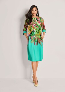 Robe avec imprimé style tropical et manches 3/4 thumbnail 3