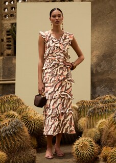 Chiffonkleid mit Volants und Animalprint thumbnail 1
