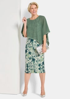 Jurk met bloemendessin en drapering van chiffon thumbnail 4