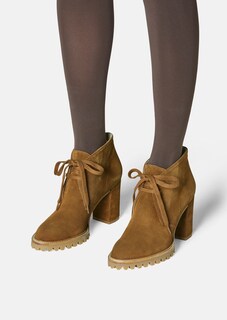 Veloursleder-Stiefelette mit Absatz thumbnail 2