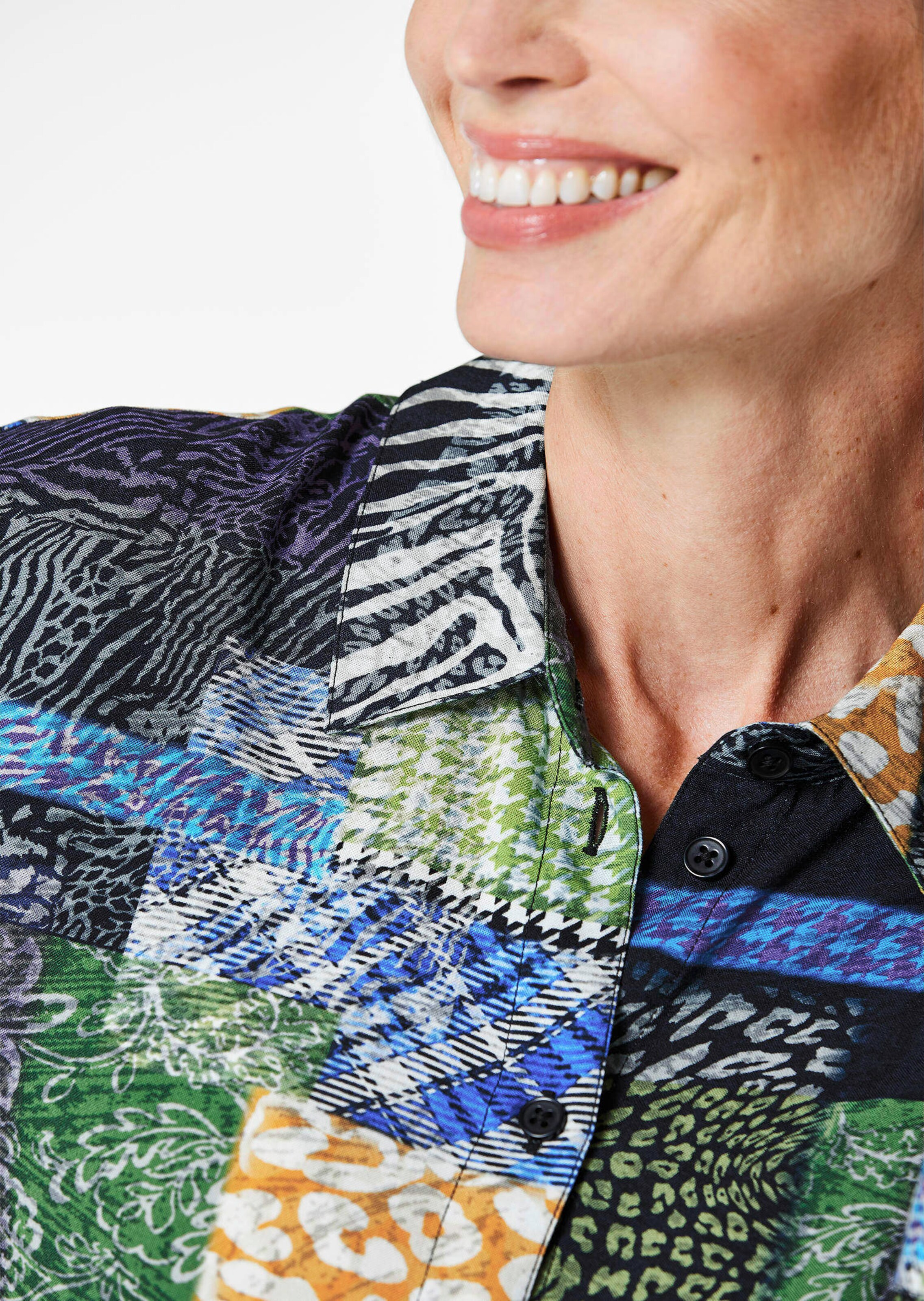 Gedessineerde blouse met patchpatroon thumbnail 5