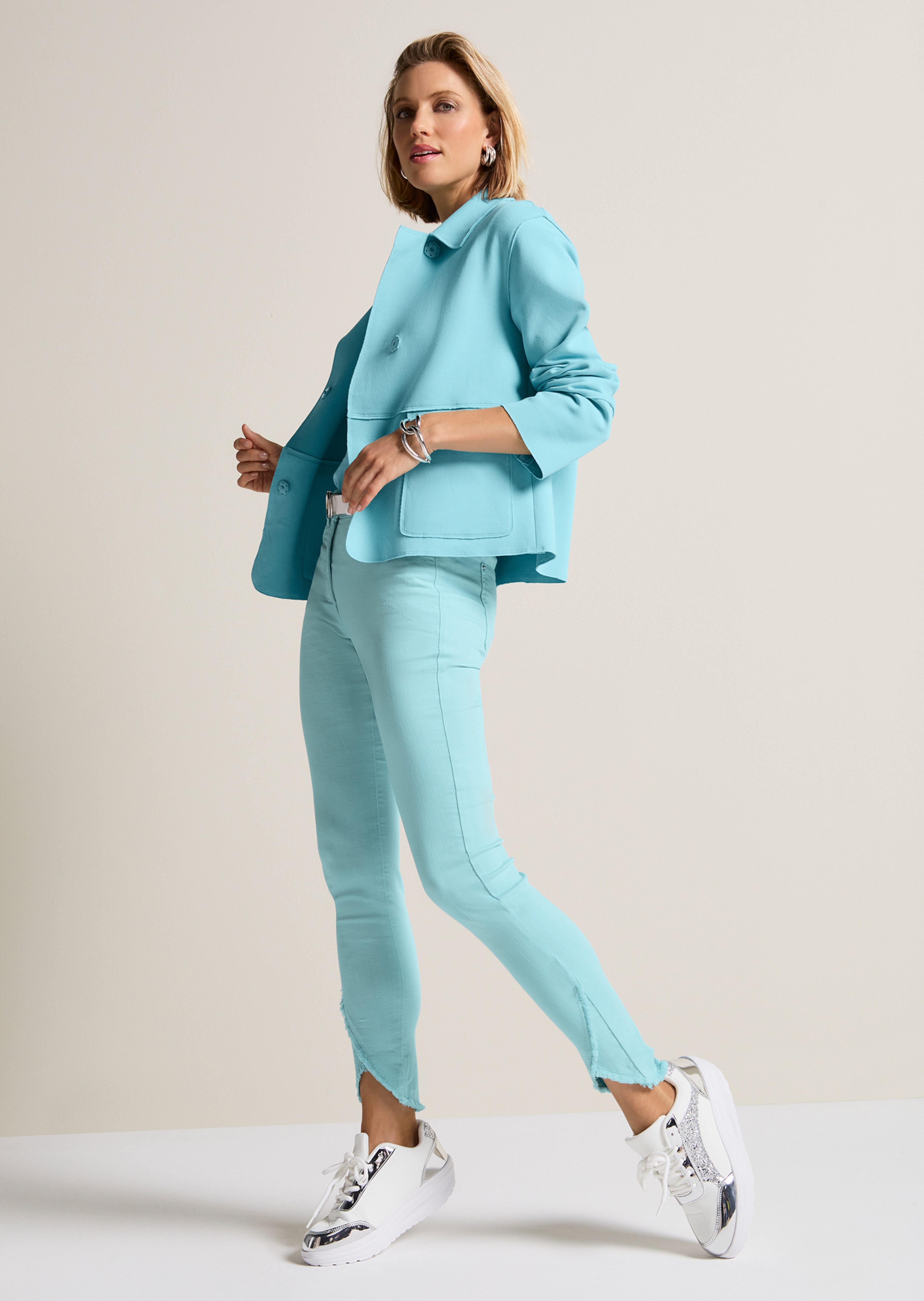 Slim-fit jeans met rafelzoom
