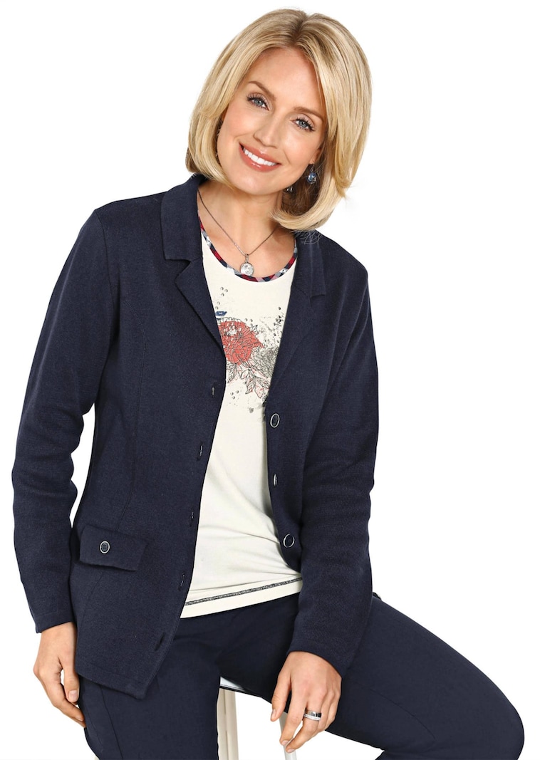 Blazer en tricot indéformable orné de jolis boutons et de poches