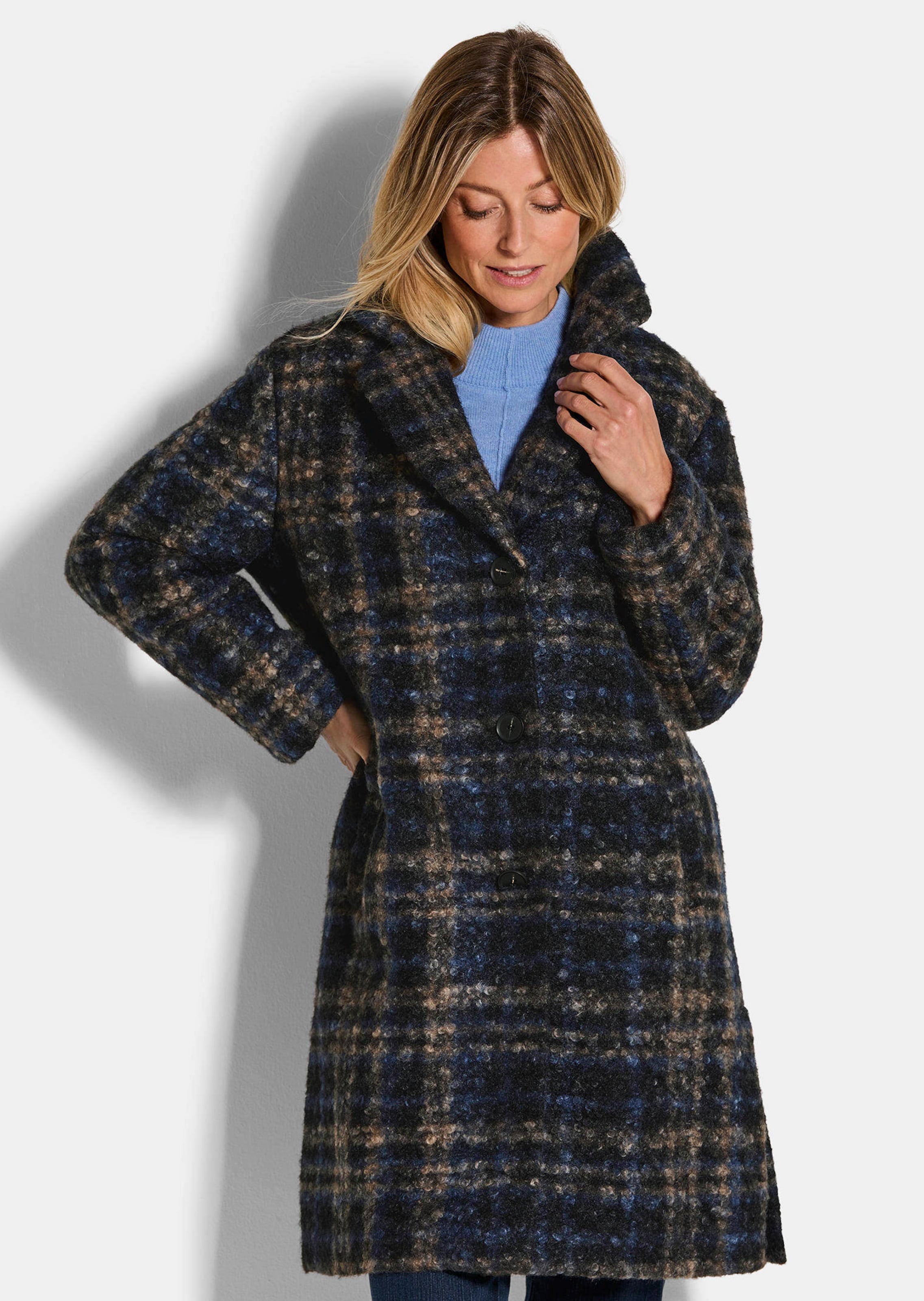 Manteau en bouclette à carreaux
