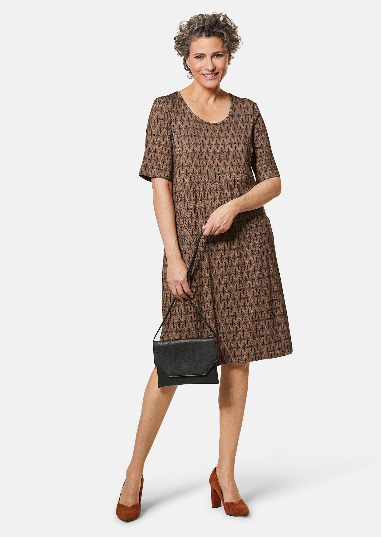 Elastisches Jerseykleid mit modischem Druck