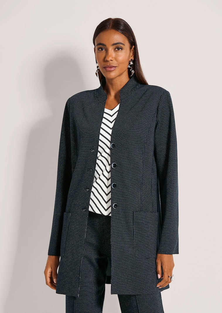 Longline blazer with subtle pinstripes