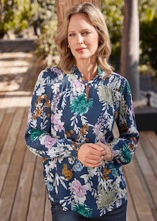 Gedessineerde blouse met smokdetails thumbnail 7