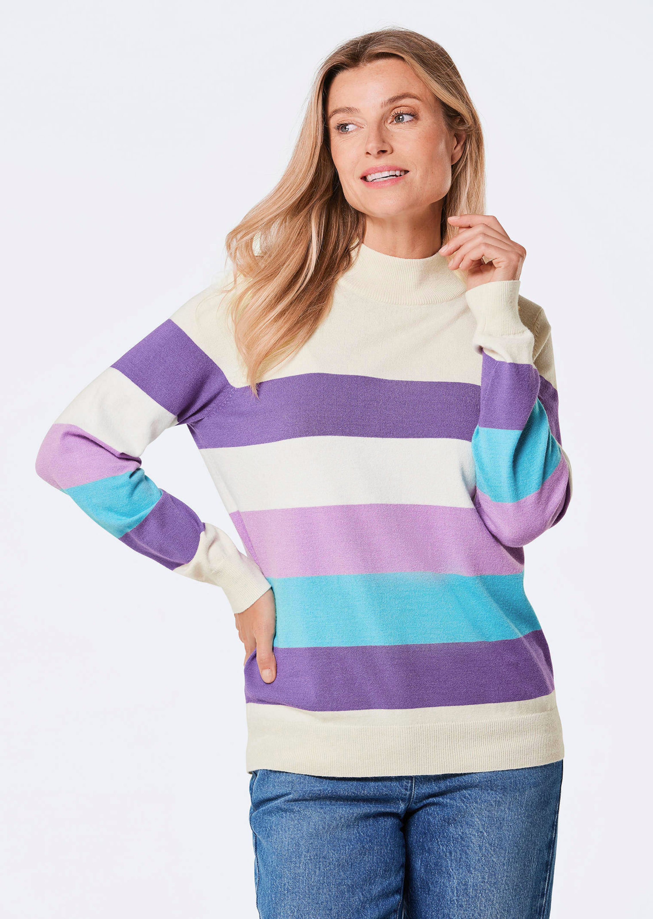 Strickpullover mit Blockstreifen