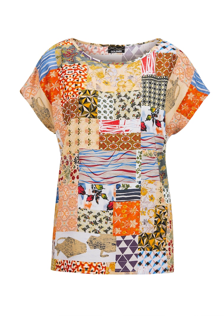 Druckbluse im Patch-Print