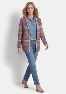 Cardigan avec col châle dans un mélange de motifs thumbnail 2