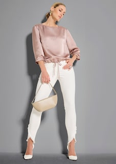Slim-fit jeans with frayed hem thumbnail 1
